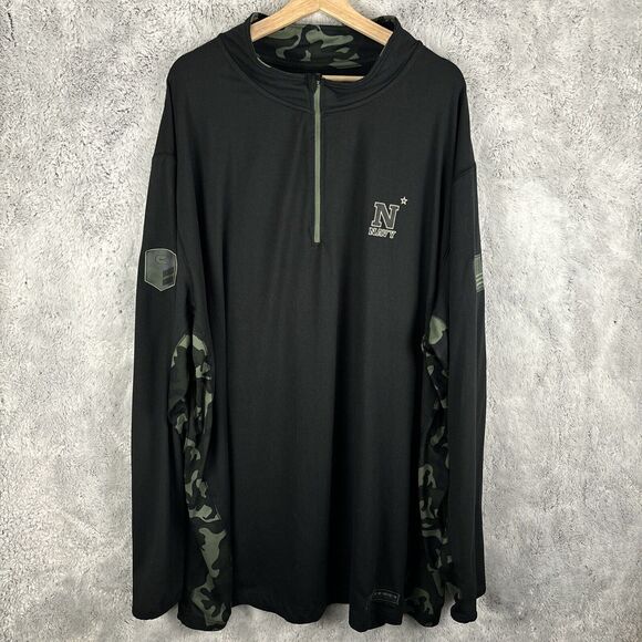 Men's Colosseum 1/4 Zip Black Camo Navy Midshipman OHT Military Size 2XT Big - Picture 1 of 7